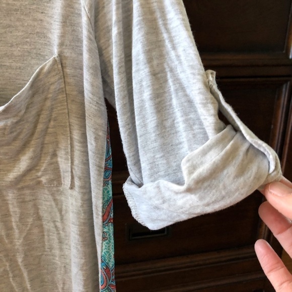 Feel the Spirit tab sleeve mix fabric oversize short sleeve tee in size M - Picture 5 of 6